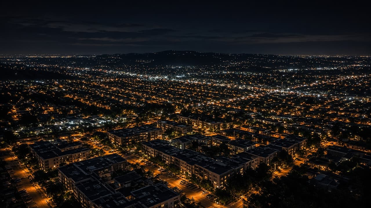 East Bay suburbs at night
