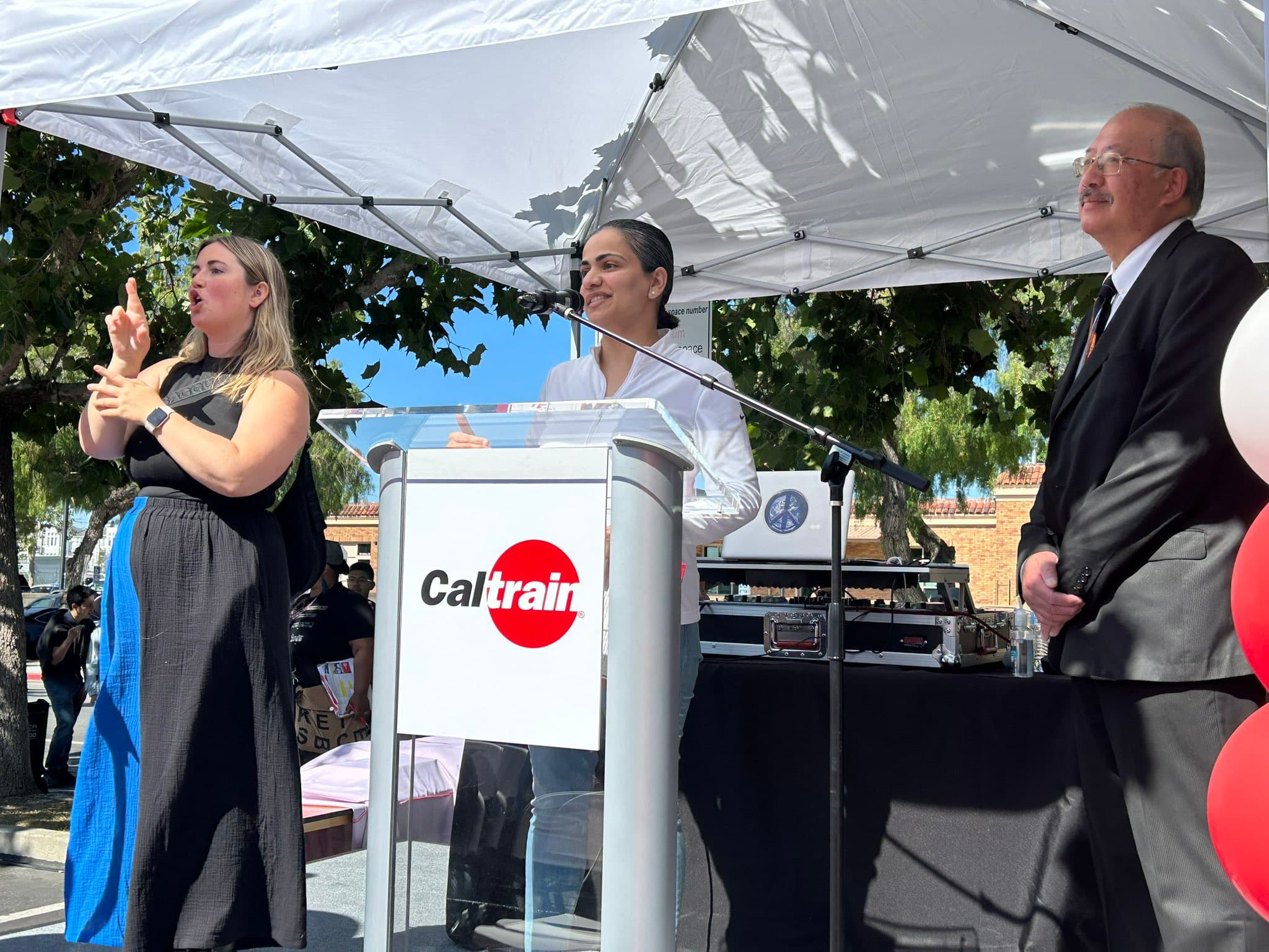 Wahab at a transit event in San Jose